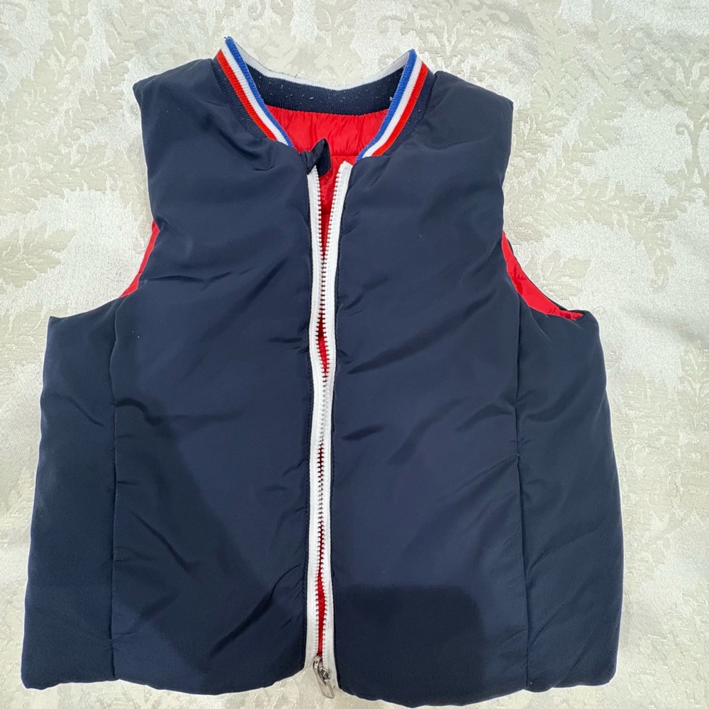 Jacadi Paris! Kids reversible padded vest red/navy blue size 24 months